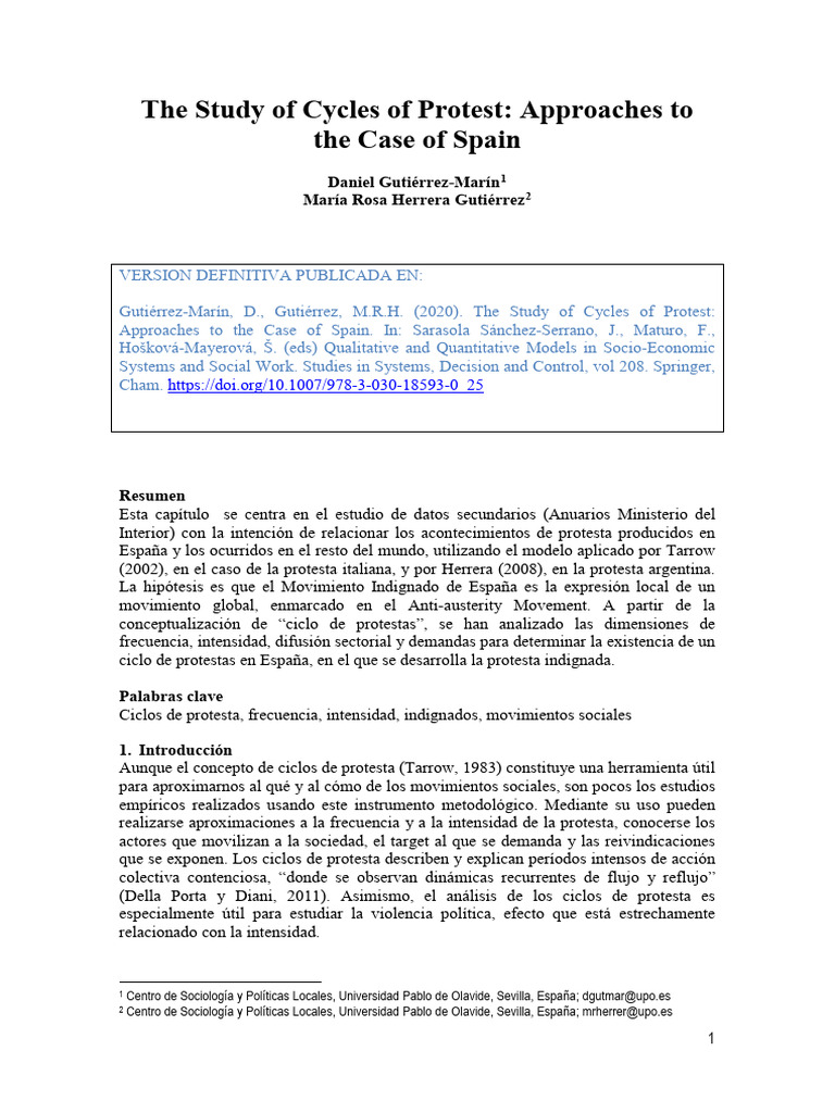 Ciclos de Protesta en España: Análisis 2008-2014 | PDF