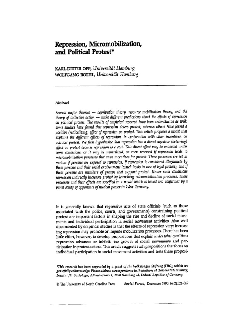 Opp y ROEHL - Repression Micromovilizattin | PDF | Freedom Of ...