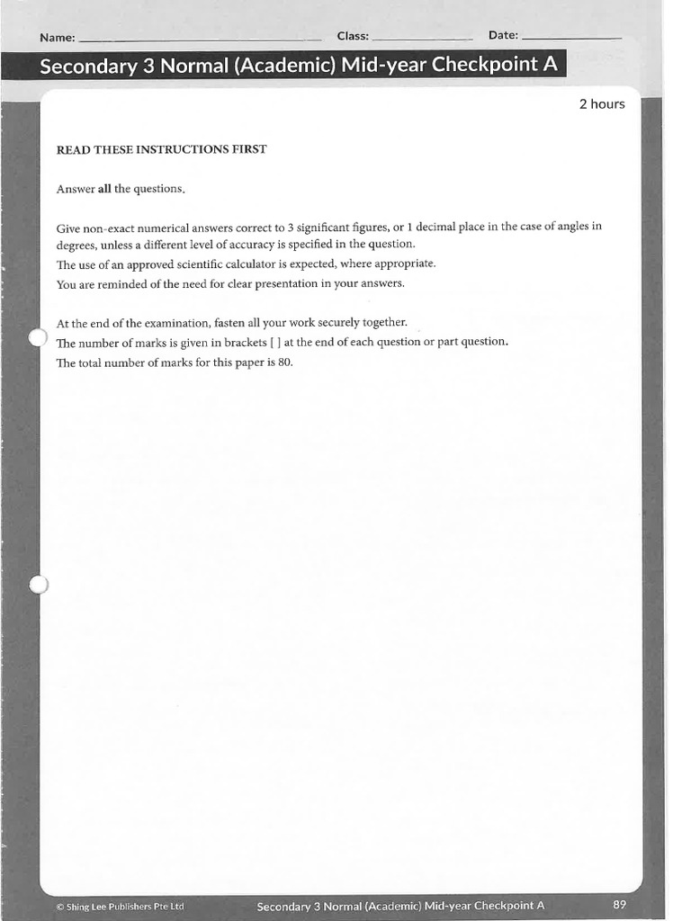 3G2 3A Mid Year Sample Paper | PDF