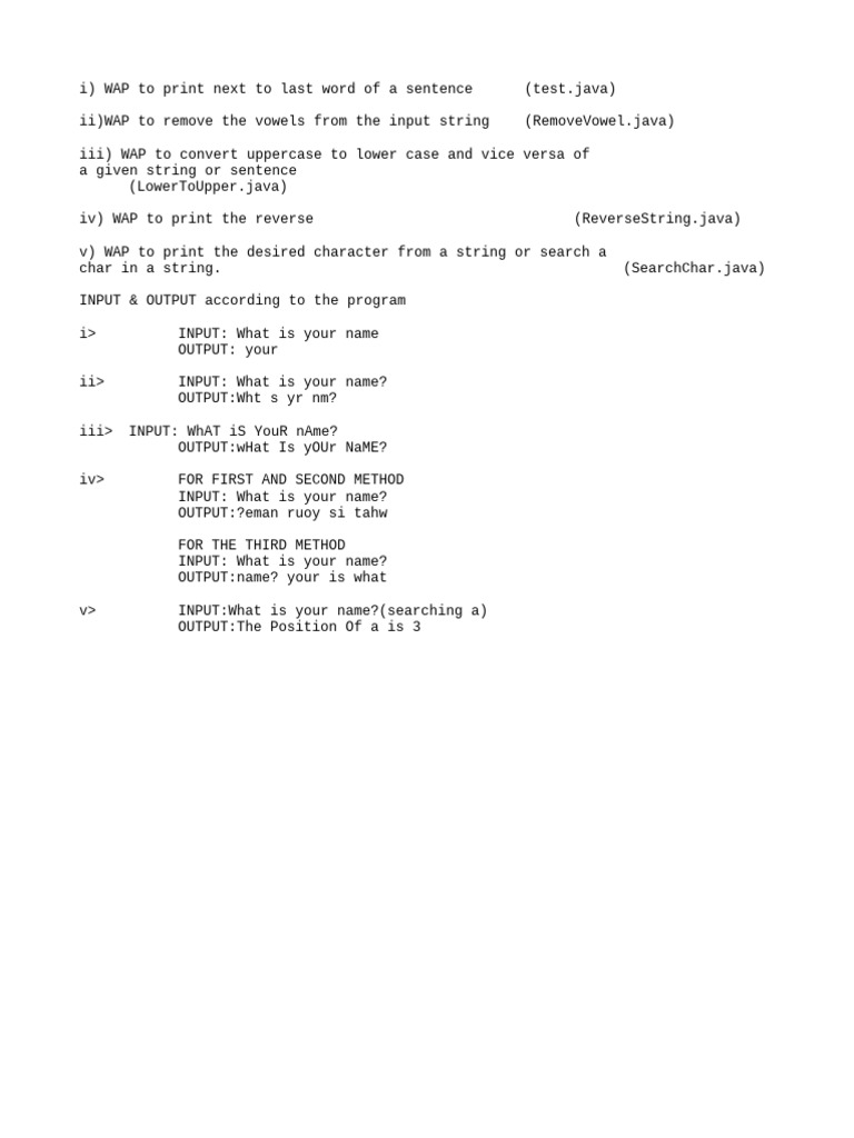 Java Programs for String Manipulation | PDF