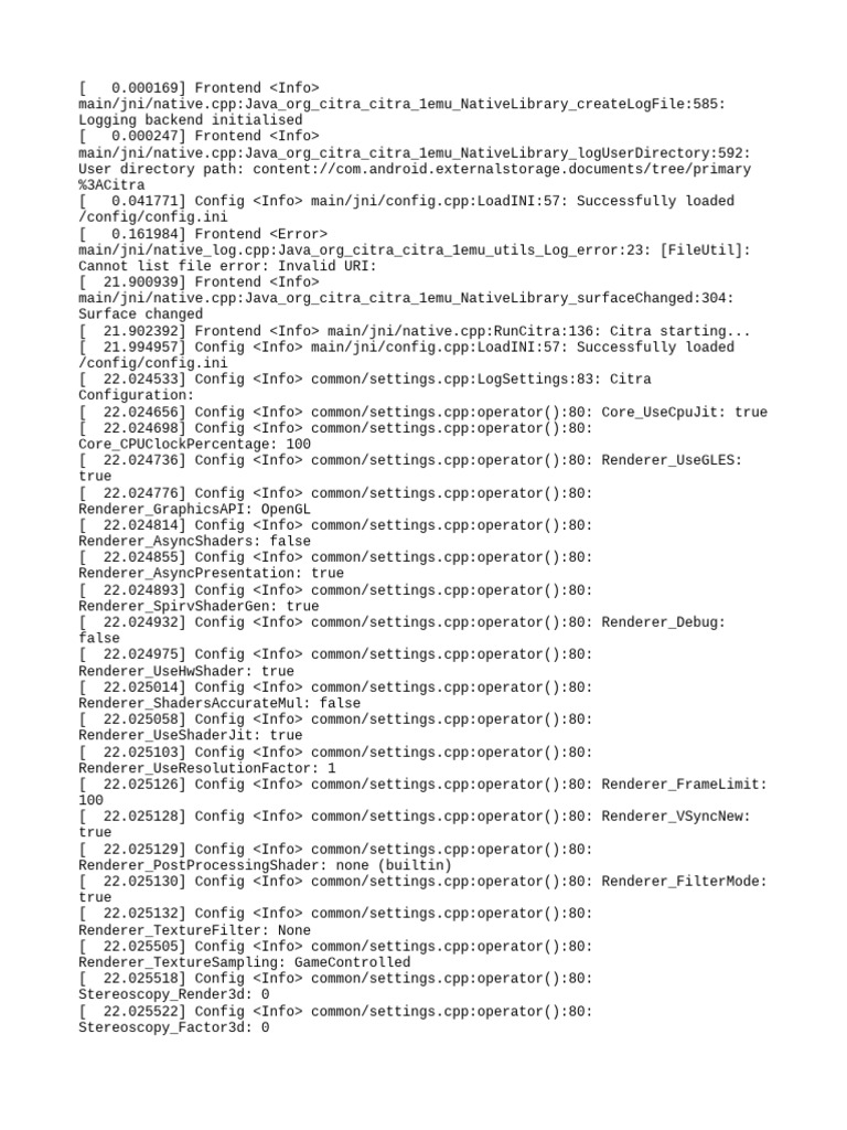 Citra Emulator Log and Configuration | PDF | System Software | Computing