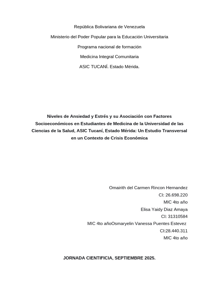 Ansiedad y Estrés en Estudiantes de Medicina | PDF | Ansiedad ...