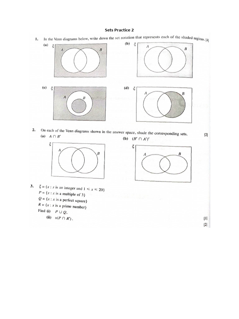 Sets Mentor Practice 2 | PDF