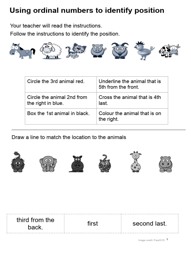 Using Ordinal Numbers and Directions | PDF