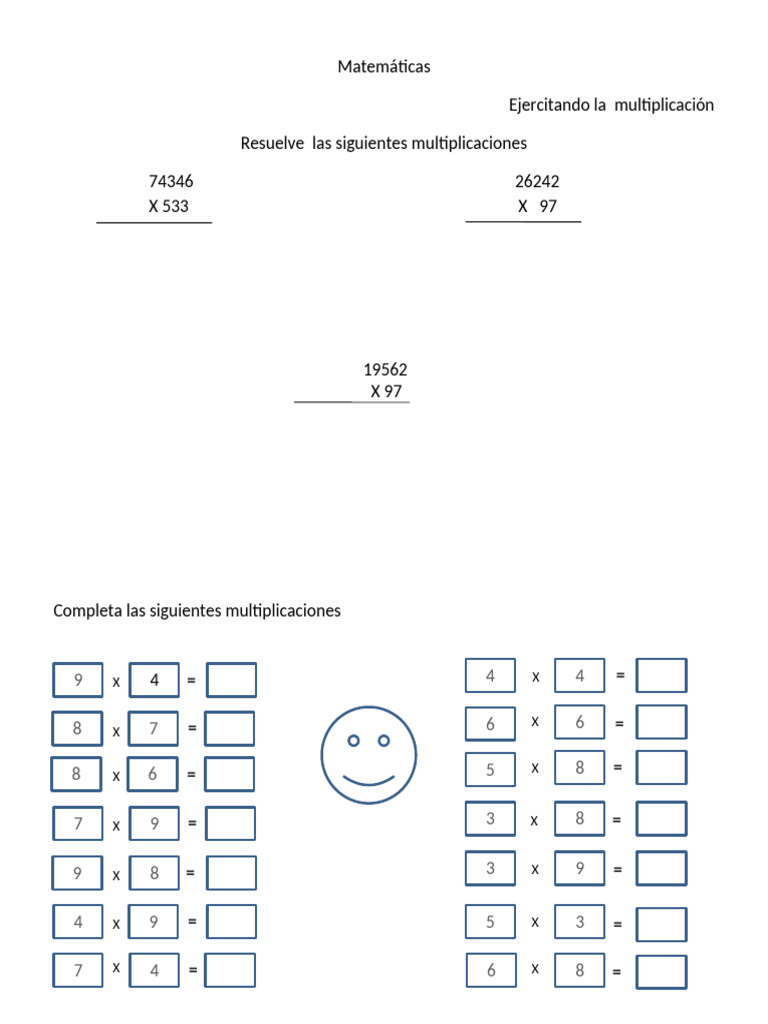 Ejercicios de Matemáticas: Multiplicación y División | PDF