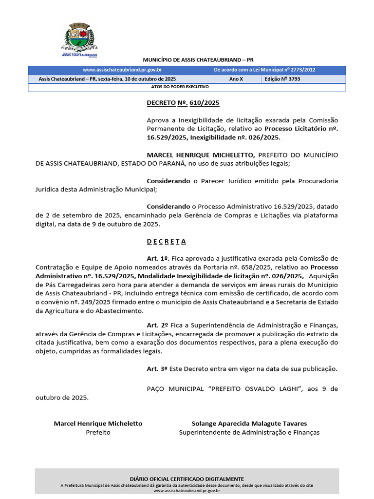 Atos do Poder Executivo de Assis Chateaubriand | PDF | Justiça | Crime ...