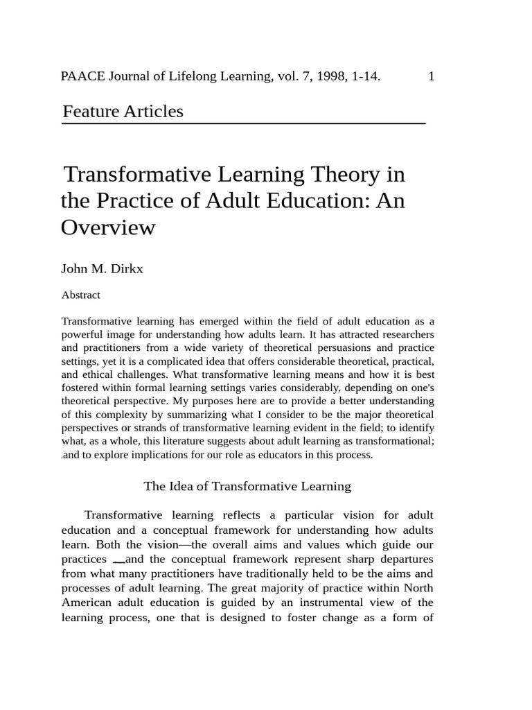 Transformative Learning in Adult Education | PDF | Learning | Cognition