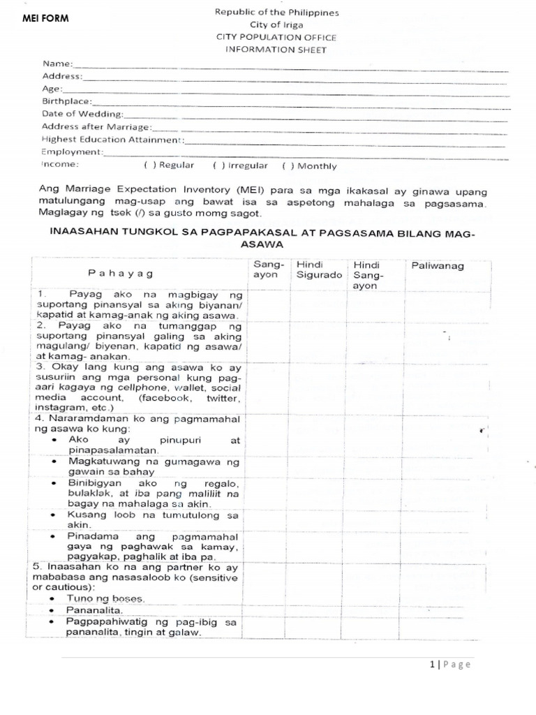 Mei Form | PDF