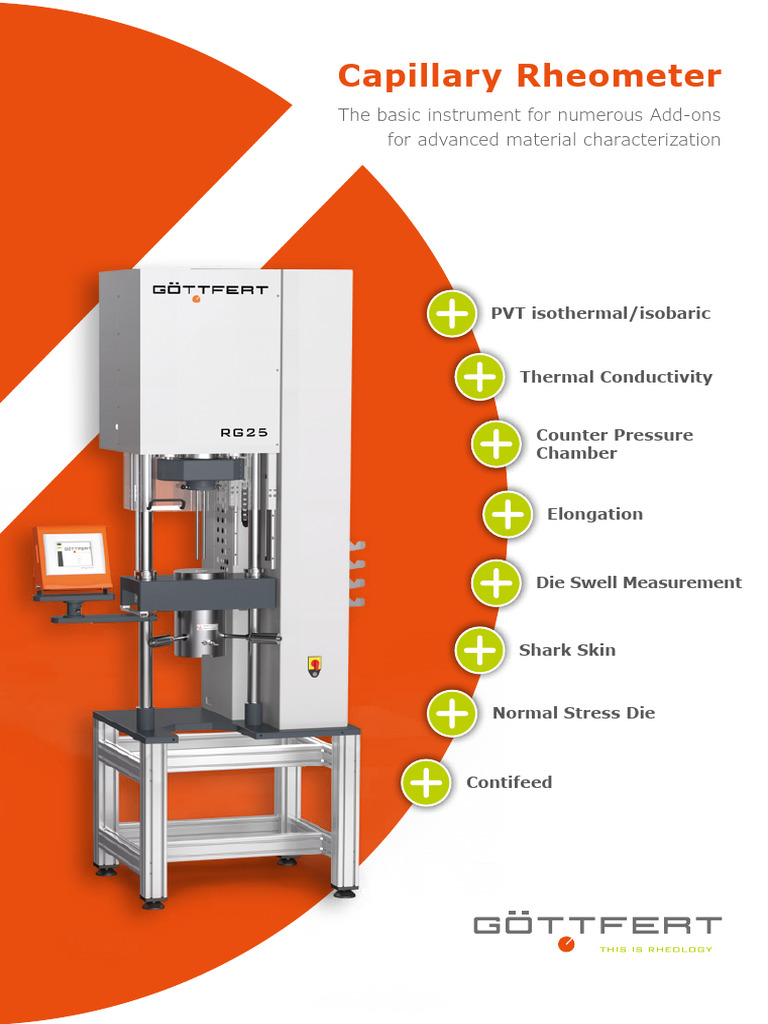 GÖTTFERT Capillary Rheometer Overview | PDF | Viscosity | Physical ...
