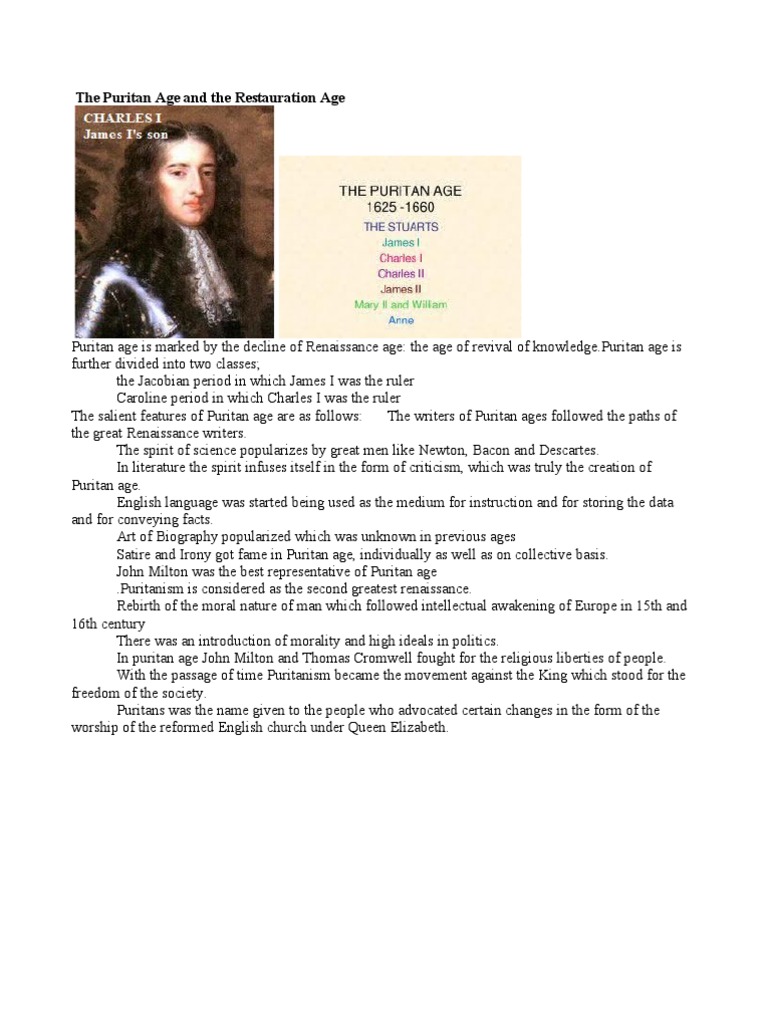 The Puritan Age Download Free PDF Puritans John Milton