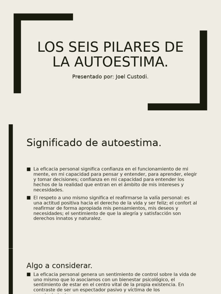 Seis pilares de la autoestima | PDF | Autoestima | Psicología Social