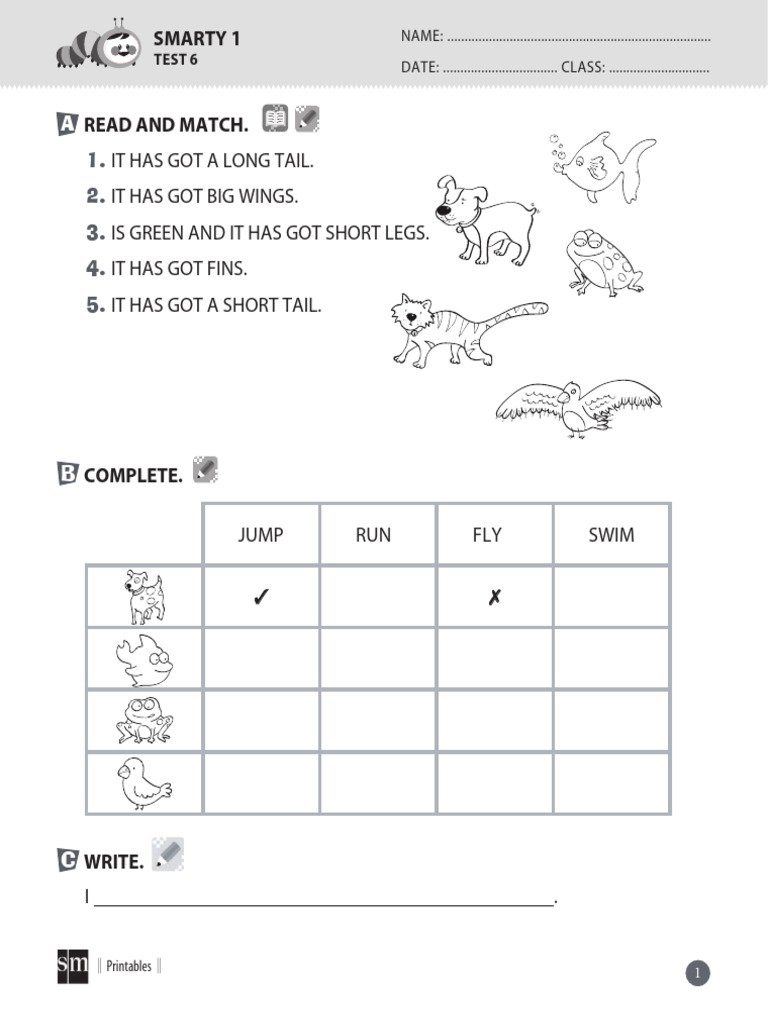 Animal Characteristics and Actions Test | PDF