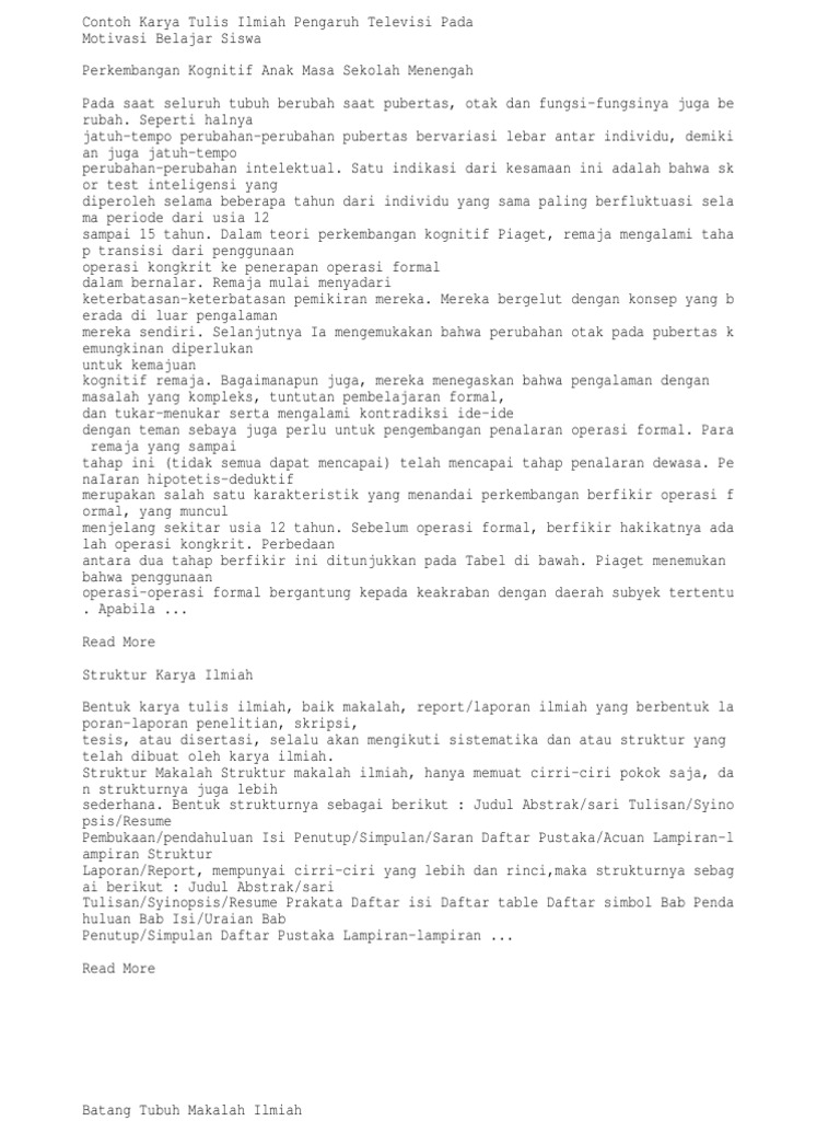 Contoh Karya Tulis Ilmiah Pengaruh Televisi Pada Motivasi