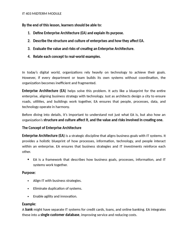 Understanding Enterprise Architecture Basics | PDF | Enterprise ...