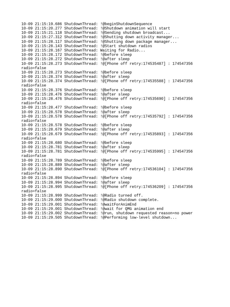 Device Shutdown Sequence Log | PDF
