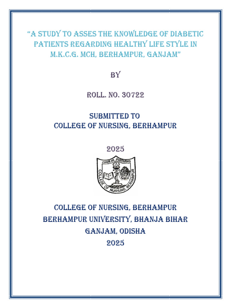 A Study To Asses The Knowledge of Diabetic Patients Regarding Healthy ...