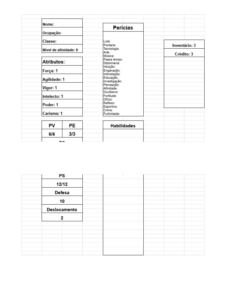 Ficha de Caos & Afinidade - Página1 | PDF