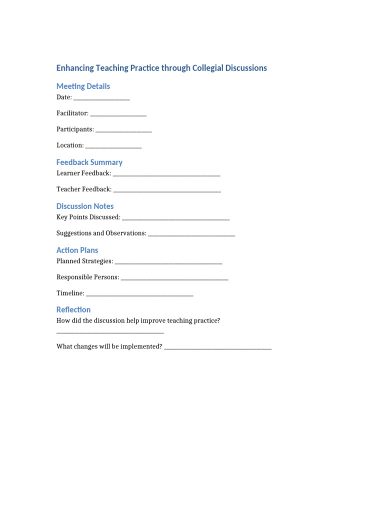 Enhancing Teaching via Collegial Discussions | PDF