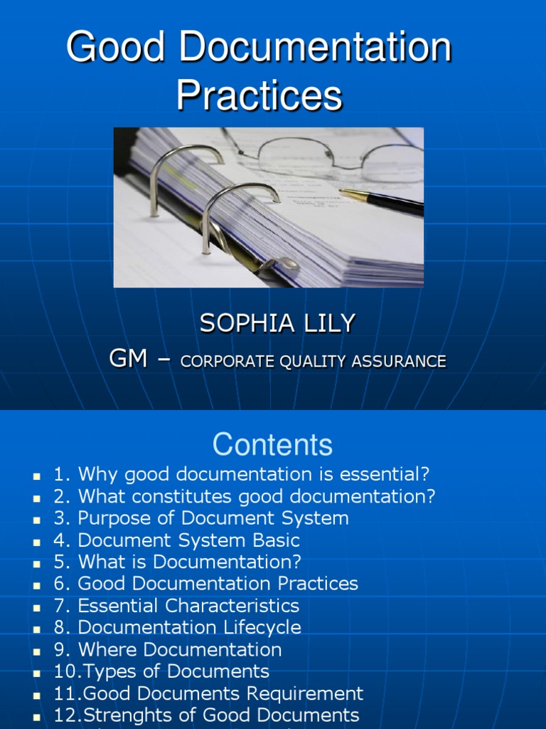Good documentation practices quality assurance documentation