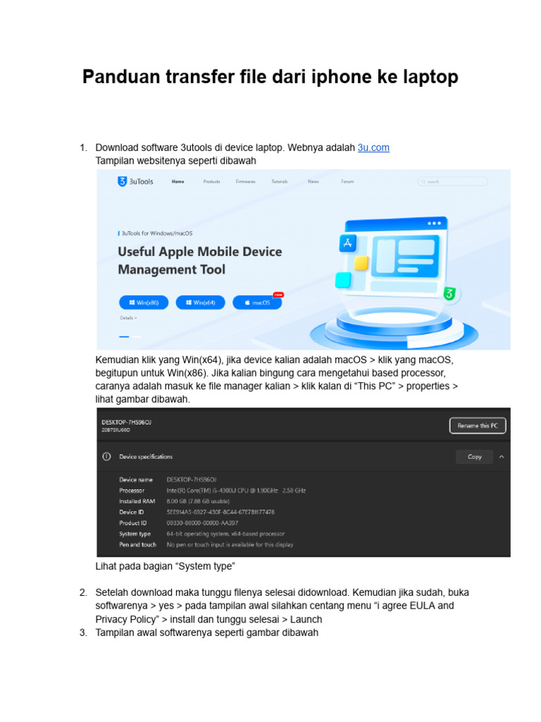 transfer file iphone ke laptop