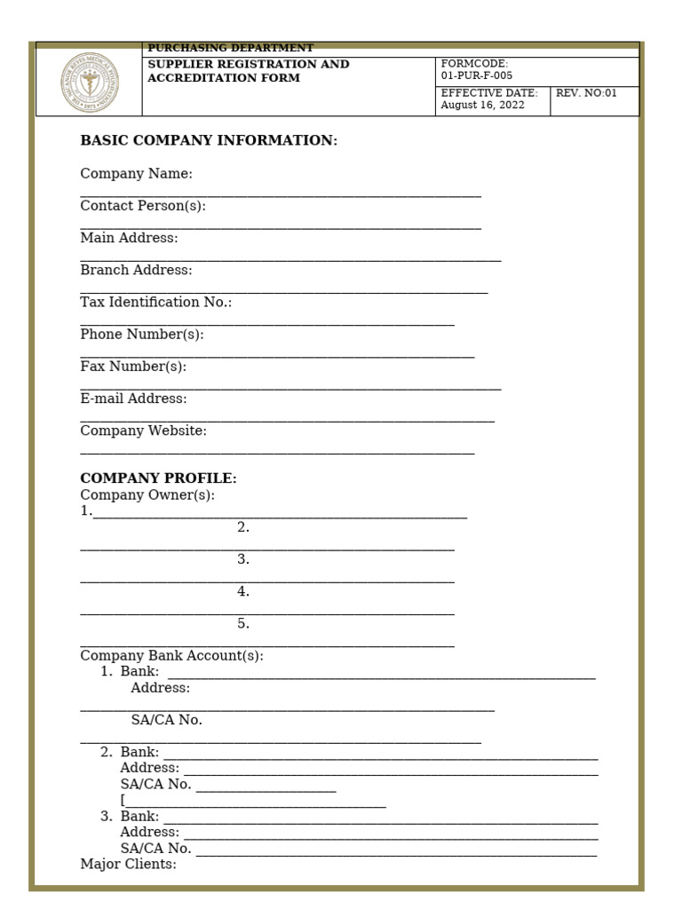 FEU-NRMF Vendor Accreditation Form | PDF