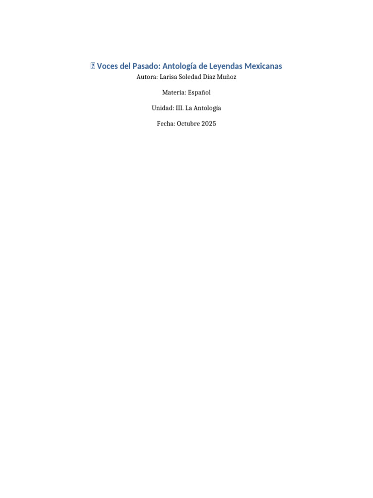 Antología de Leyendas Mexicanas | PDF