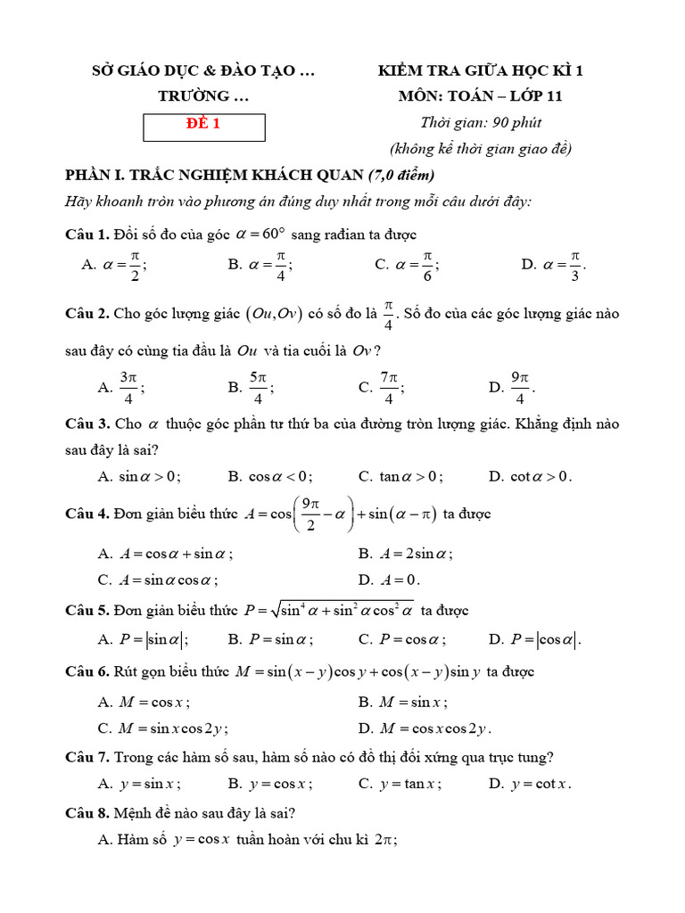 10 Đề Ôn GK 1 Có Đáp Án Chi Tận Tiết | PDF