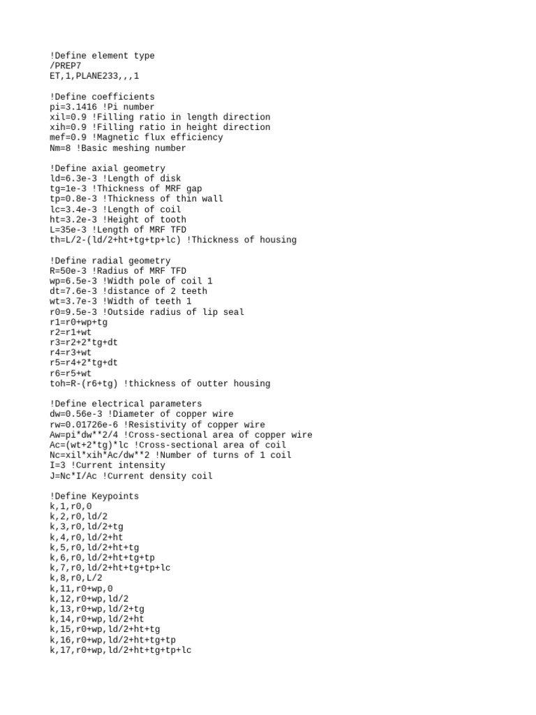 TS Rectangular Three Teeth - Program Code | PDF | Inductor | Length