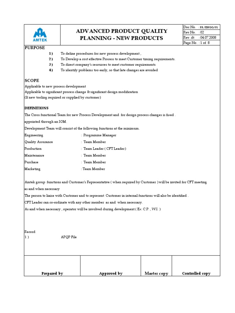 APQP Process Overview and Procedures | PDF | Quality Assurance ...