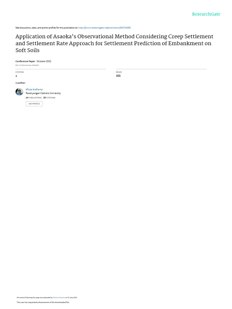 Asaoka's Method for Embankment Settlement Prediction | PDF ...