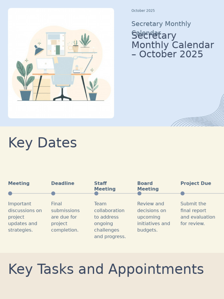 Presentation - Secretary Monthly Calendar - October 2025 Example 3 | PDF