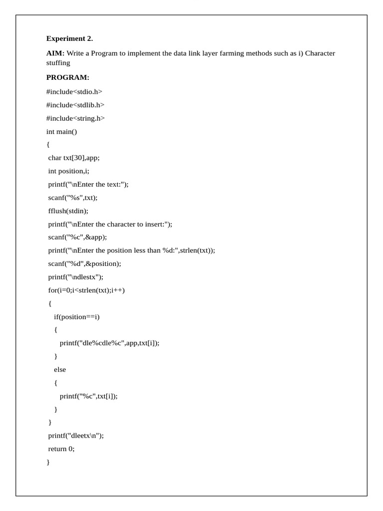CN Experiment 1 To9 and 12 | PDF | Algorithms | Computer Engineering