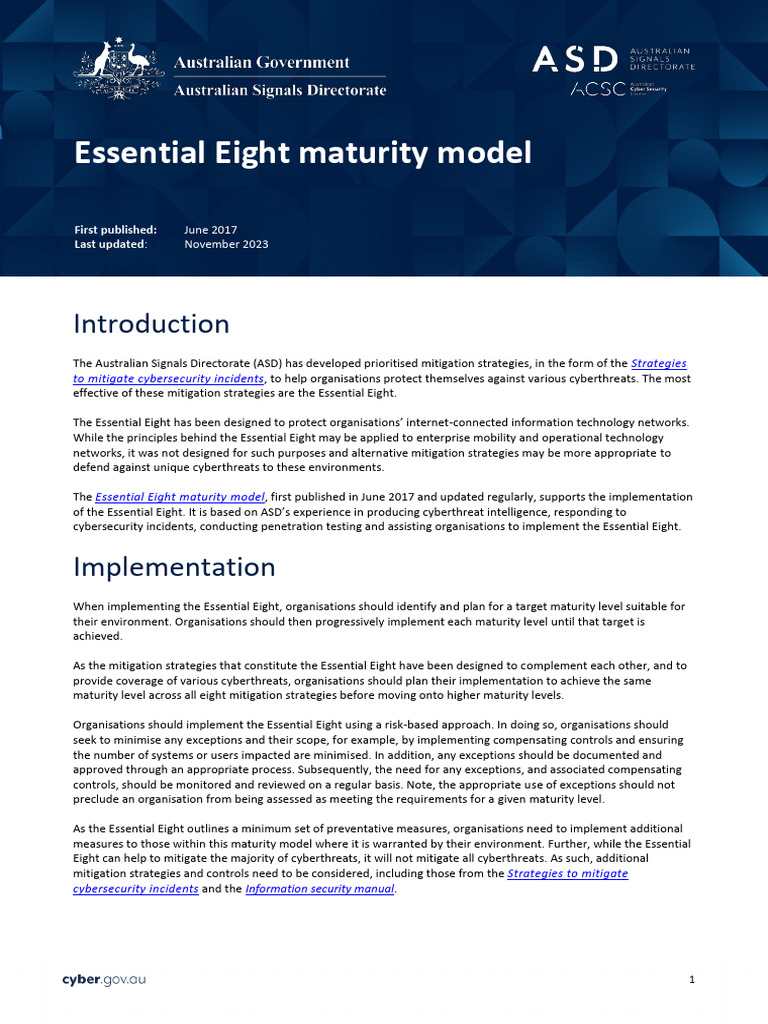 Essential Eight Maturity Model (November 2023) | PDF | Computer ...