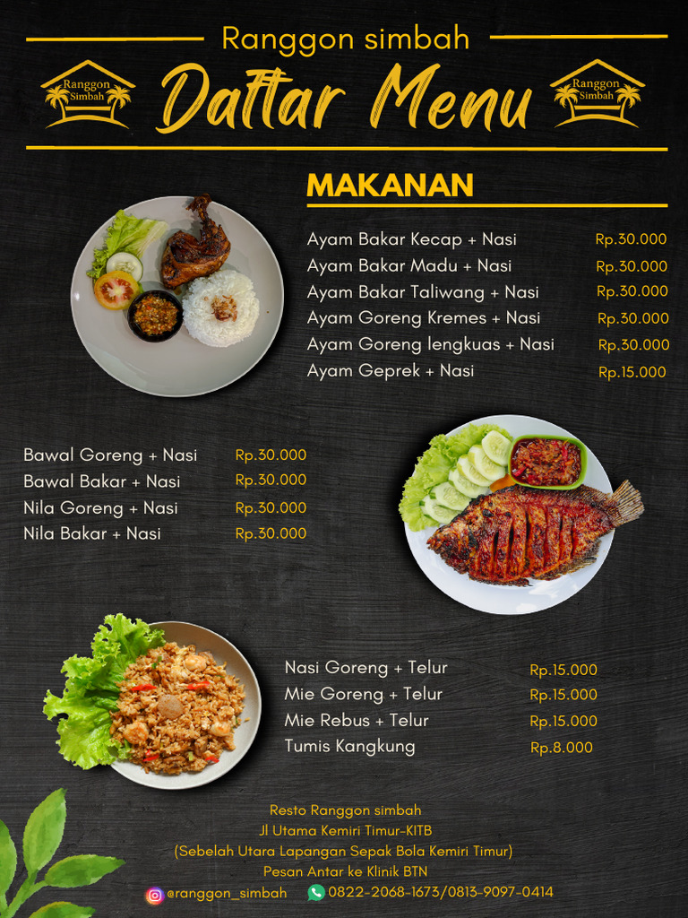Menu Resto Ranggon Simbah | PDF