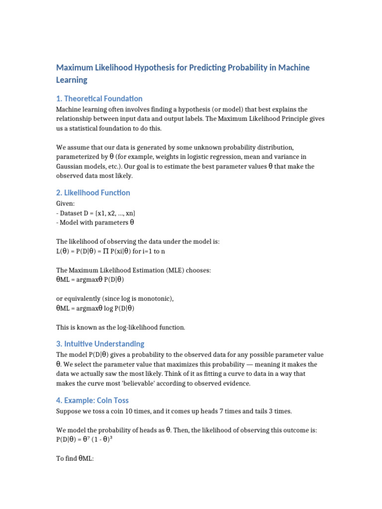 Maximum Likelihood in Machine Learning | PDF | Logistic Regression ...