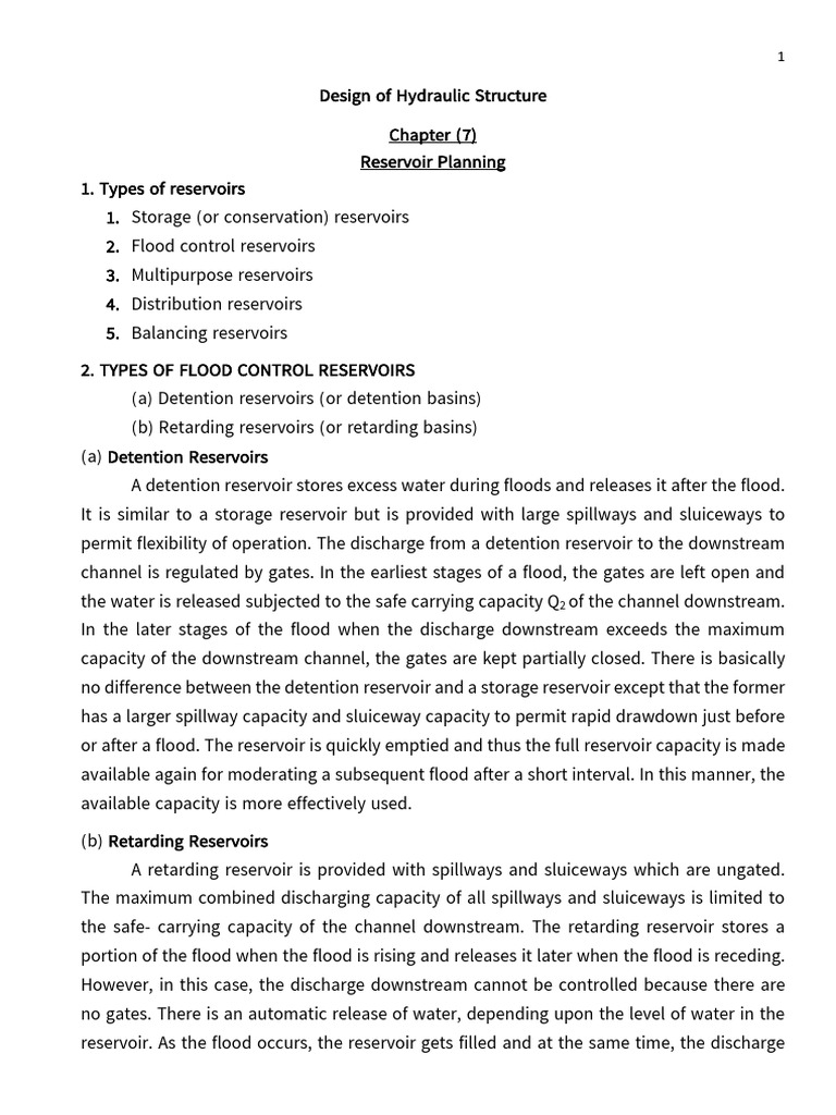 Reservoir Planning and Design Overview | PDF | Spillway | Soil Mechanics