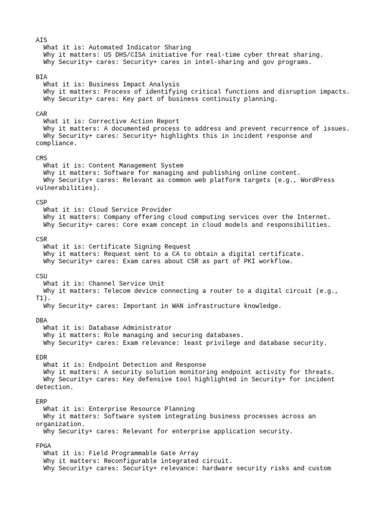 Key Security Terms for Security+ Exam | PDF | Public Key Cryptography ...