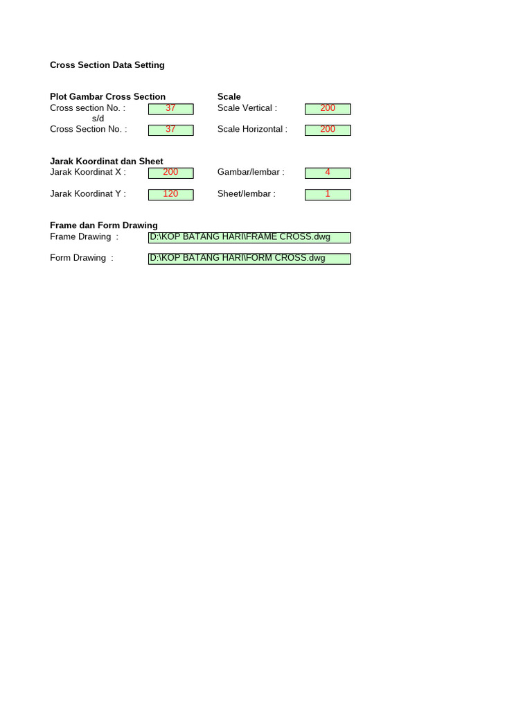 Cross Section Data for Irrigation Project | PDF