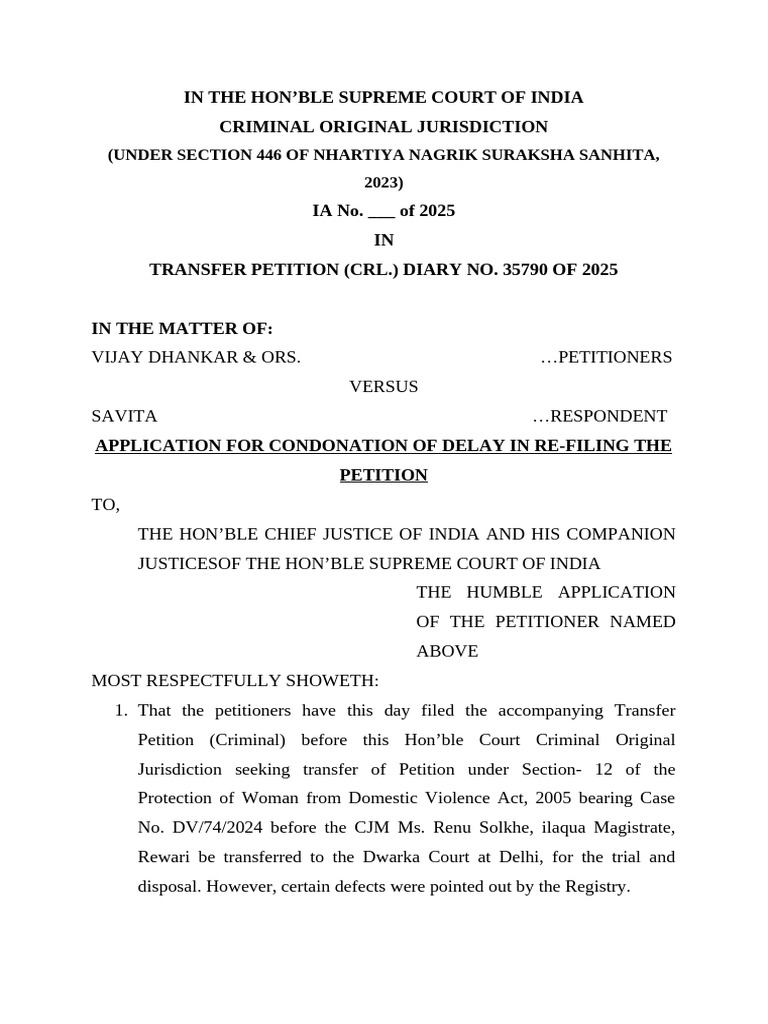 Delay Condonation Application in SC | PDF | Common Law | Judiciaries