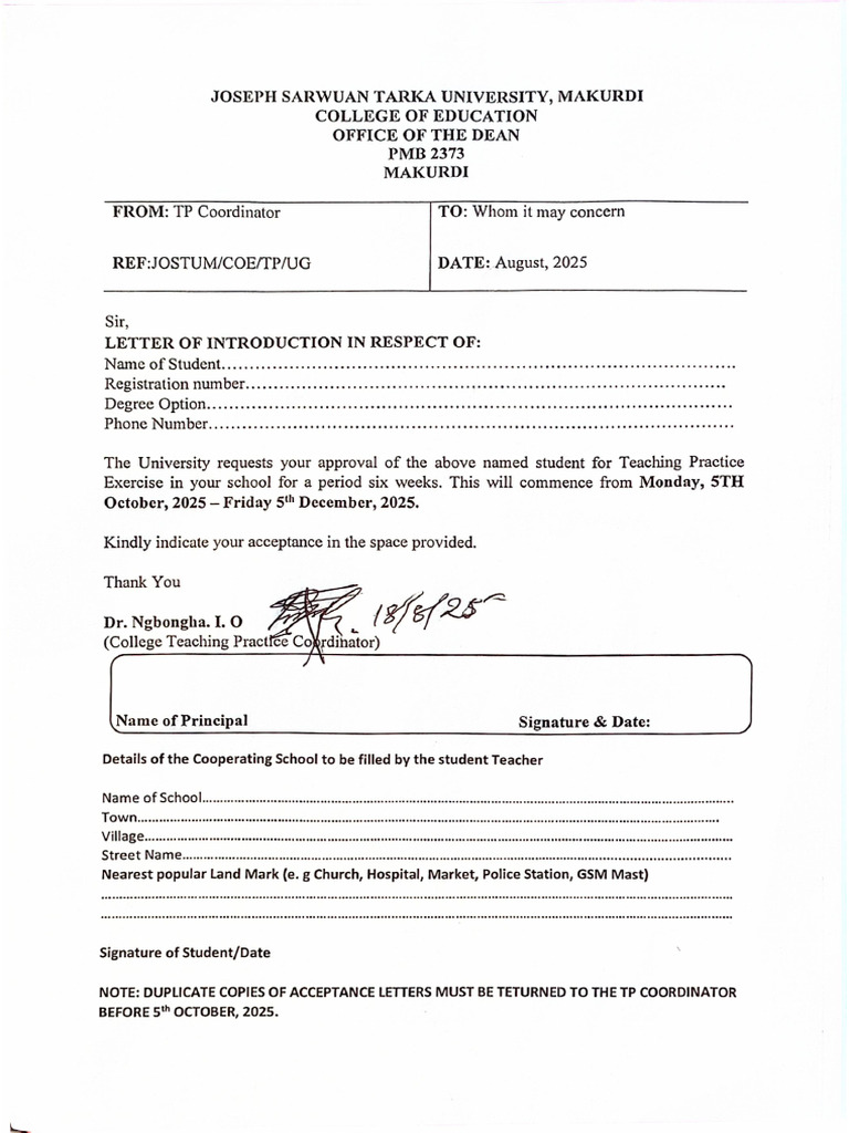 Letter of Introduction | PDF