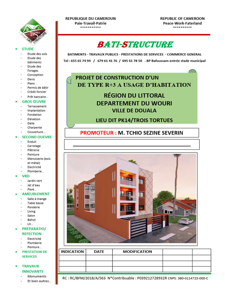 Devis pour Construction R+3 à Douala | PDF | Béton | Mortier (matériau)