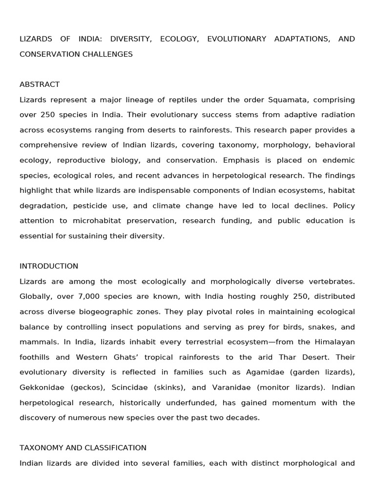 Indian Lizards: Diversity and Conservation | PDF | Lizard | Ecology