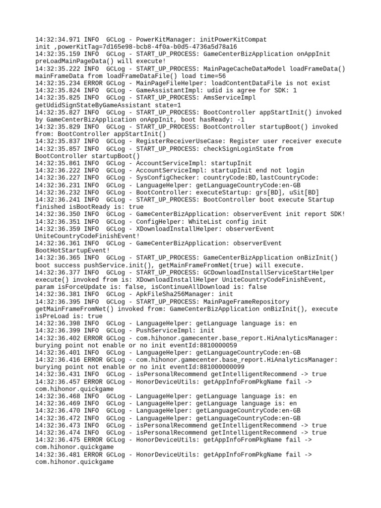 GameCenterBizApplication Startup Log | PDF | Software Engineering ...