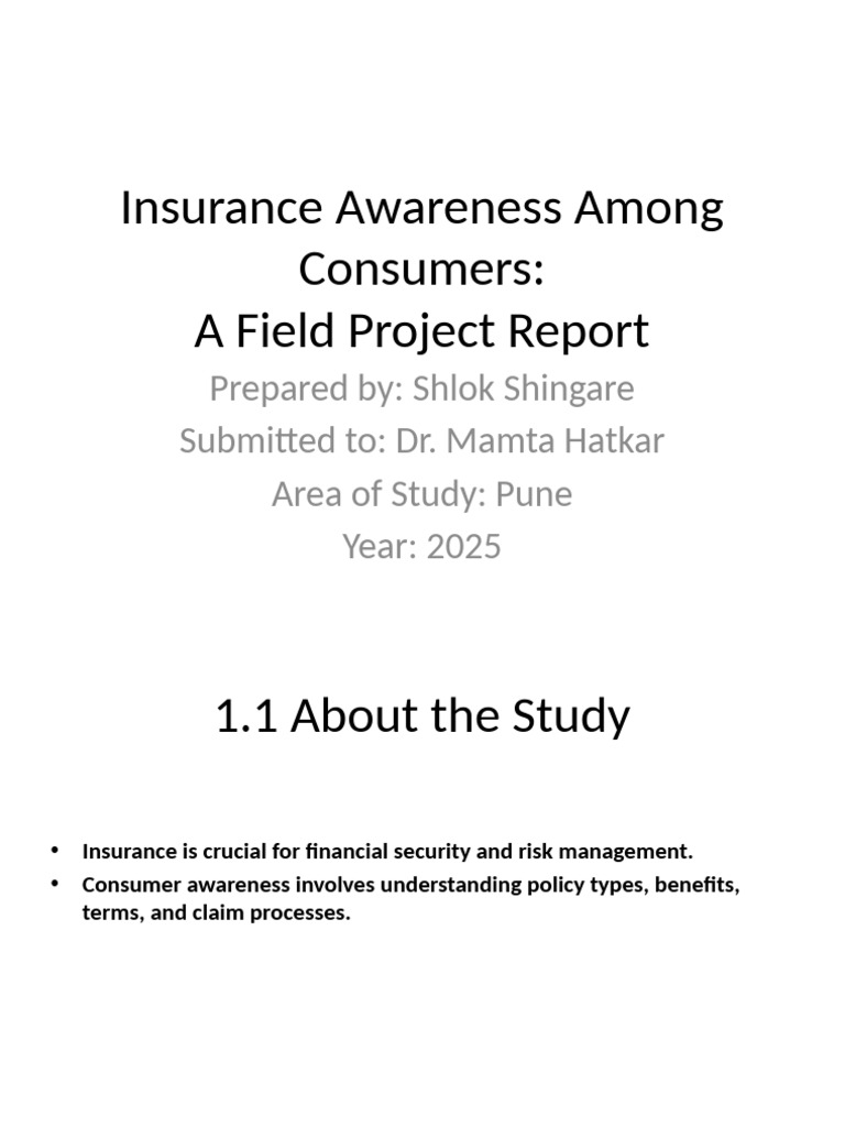 Insurance Awareness Among Consumers Shinde | PDF | Insurance | Life ...