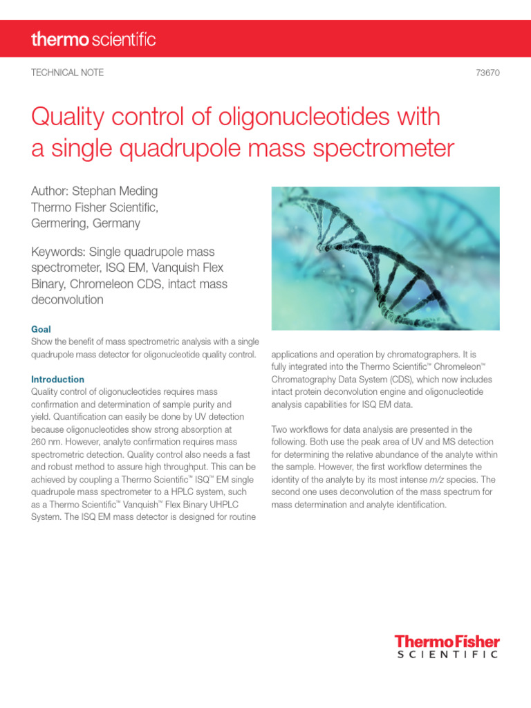 Oligonucleotide Quality Control via Mass Spectrometry | PDF | Mass ...