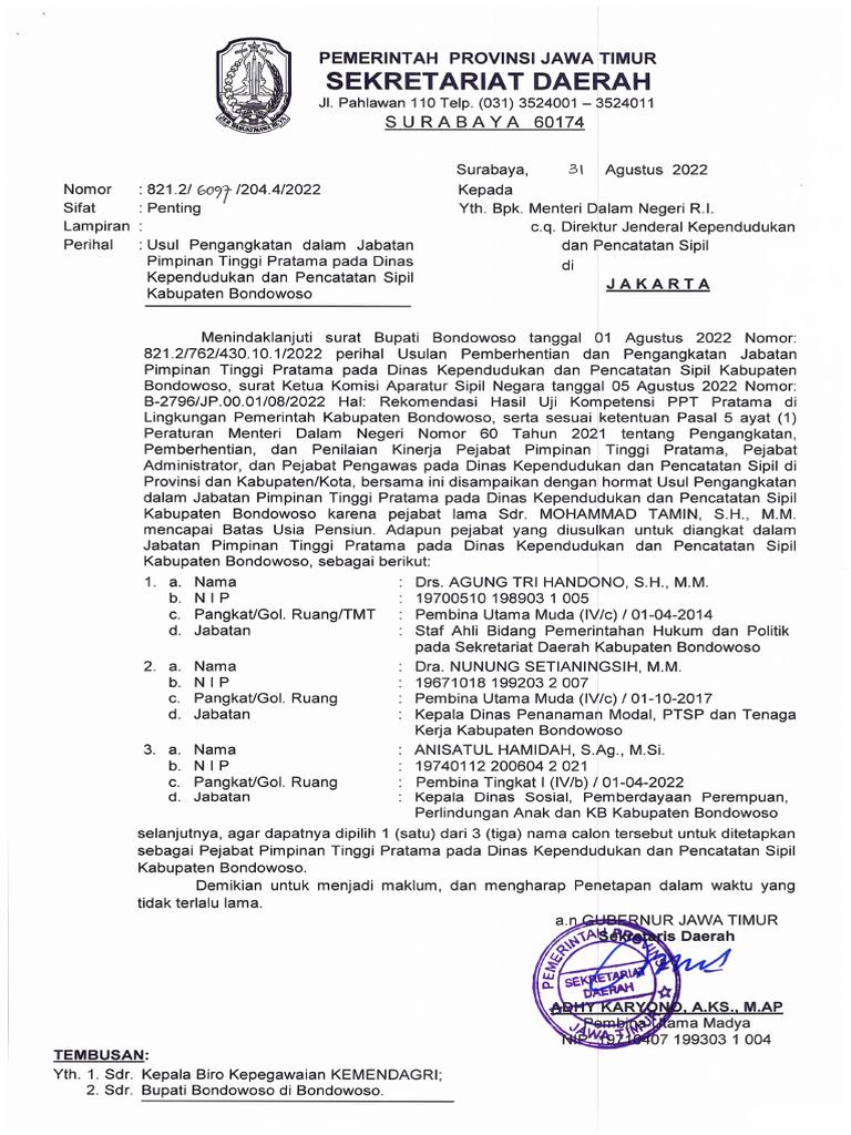 SRT Gubernur Usul Dispenduk | PDF