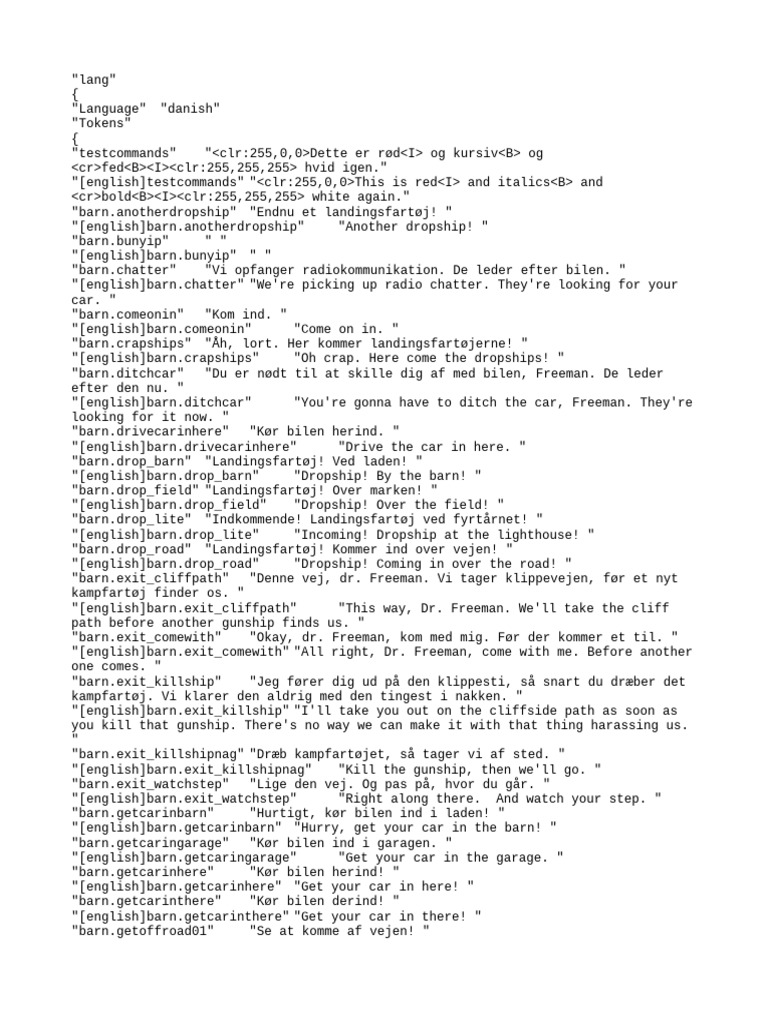 Danish-English Game Commands Translation | PDF