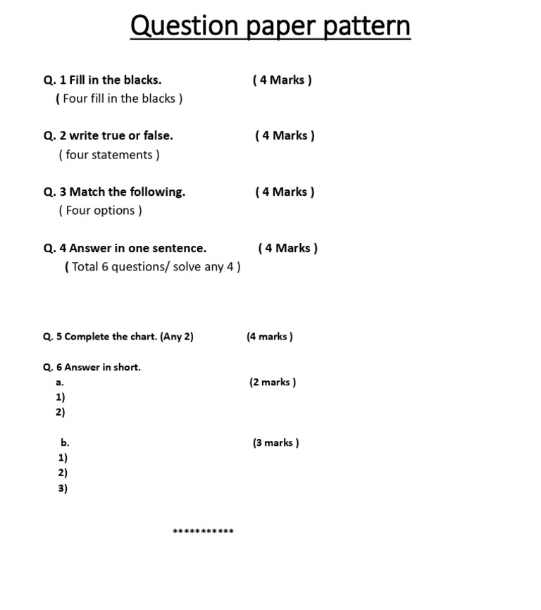 11th & 12th STD Que Paper Pattern | PDF