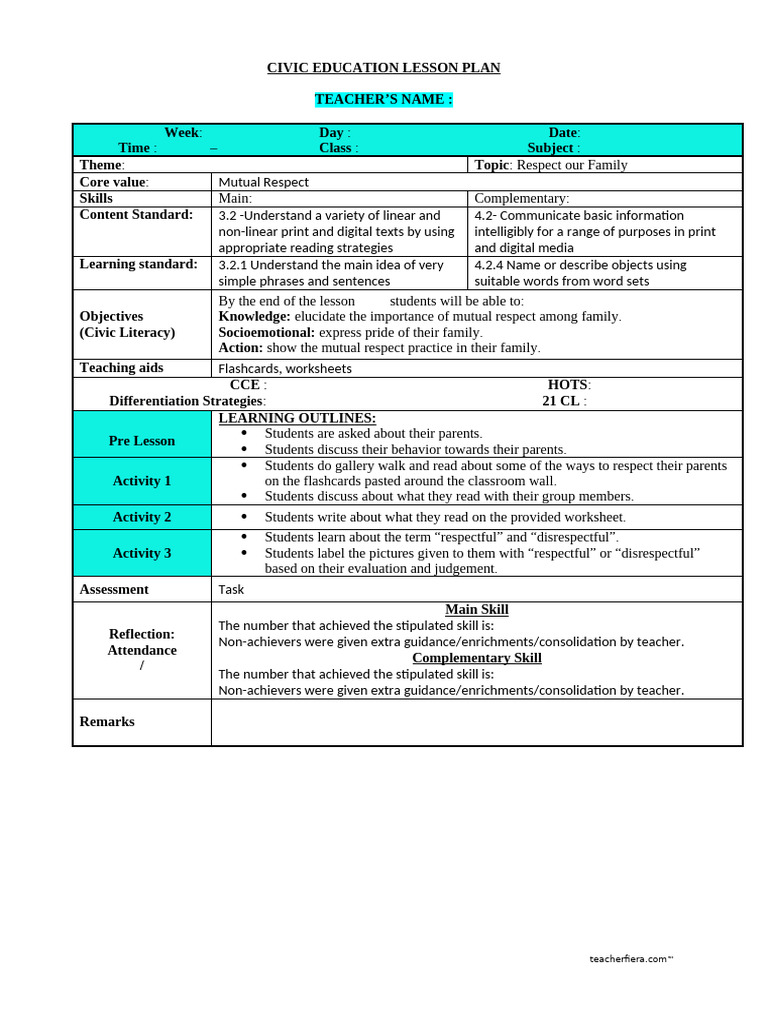 Y1 LP Civic Edu July Mutual Respect How To Respect Your Parents | PDF ...