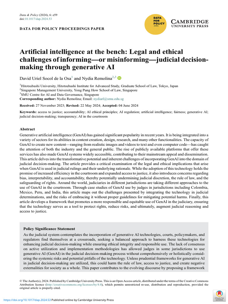 GenAI in Judicial Decision-Making Risks | PDF | Artificial Intelligence ...